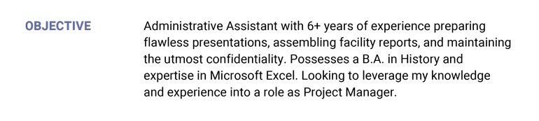 Example of a resume summary for a resume outline.