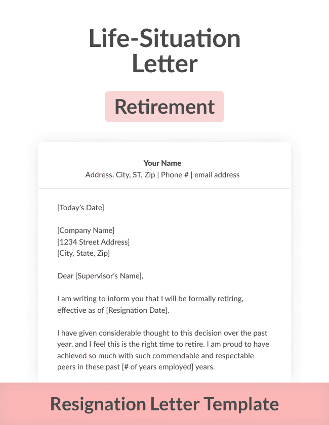 A retirement resignation letter template