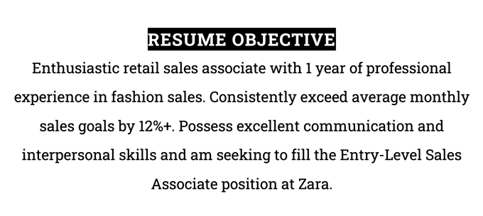 Sales Resume Objective (Entry-Level)