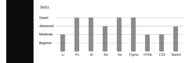 Niveaux de compétence pour un exemple de CV d'un graphique à barres.