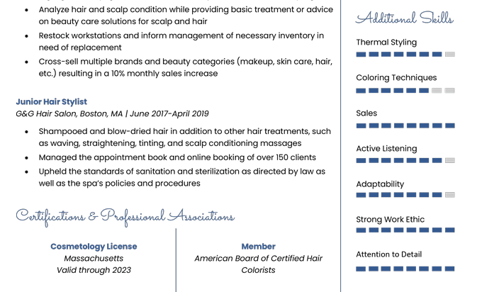 Example of a skills bar to display skill levels for a resume. 