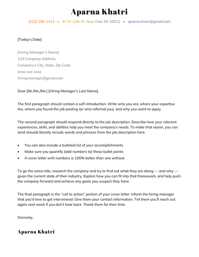 The Social creative cover letter template in rainbow