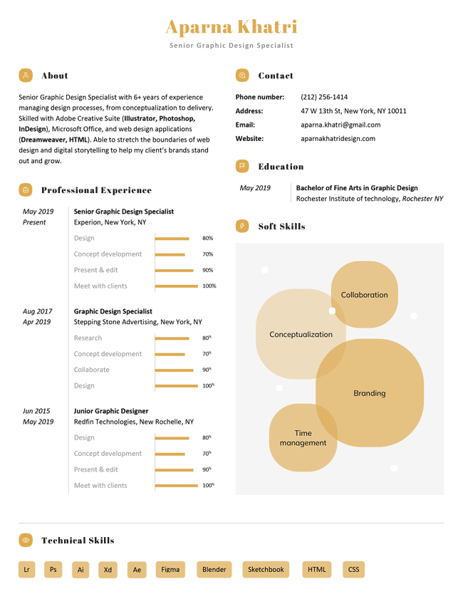 Social creative resume template, yellow