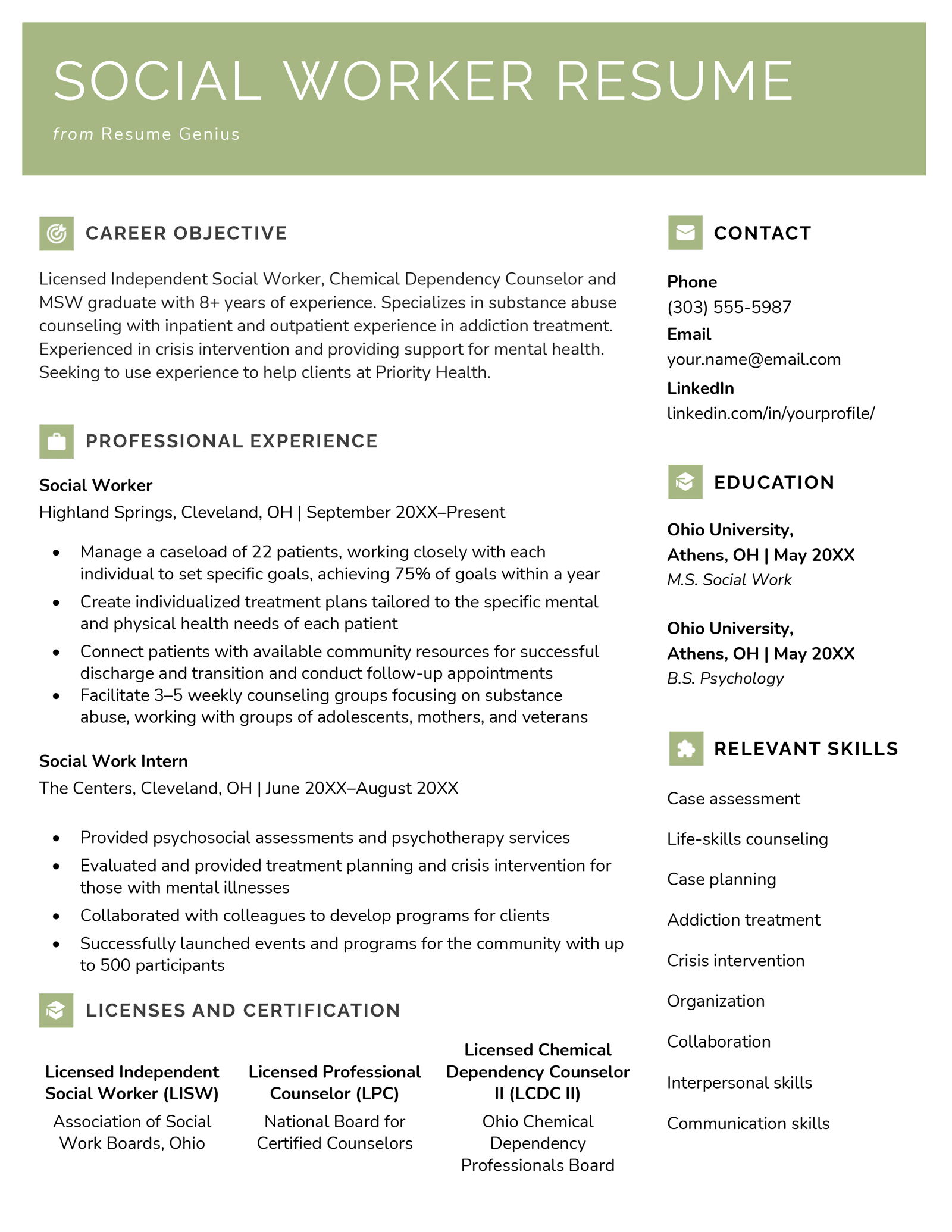 Social Work Cv Template