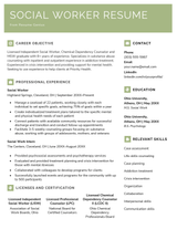 Example of a social work resume.