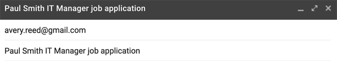 Subject line on a job application email