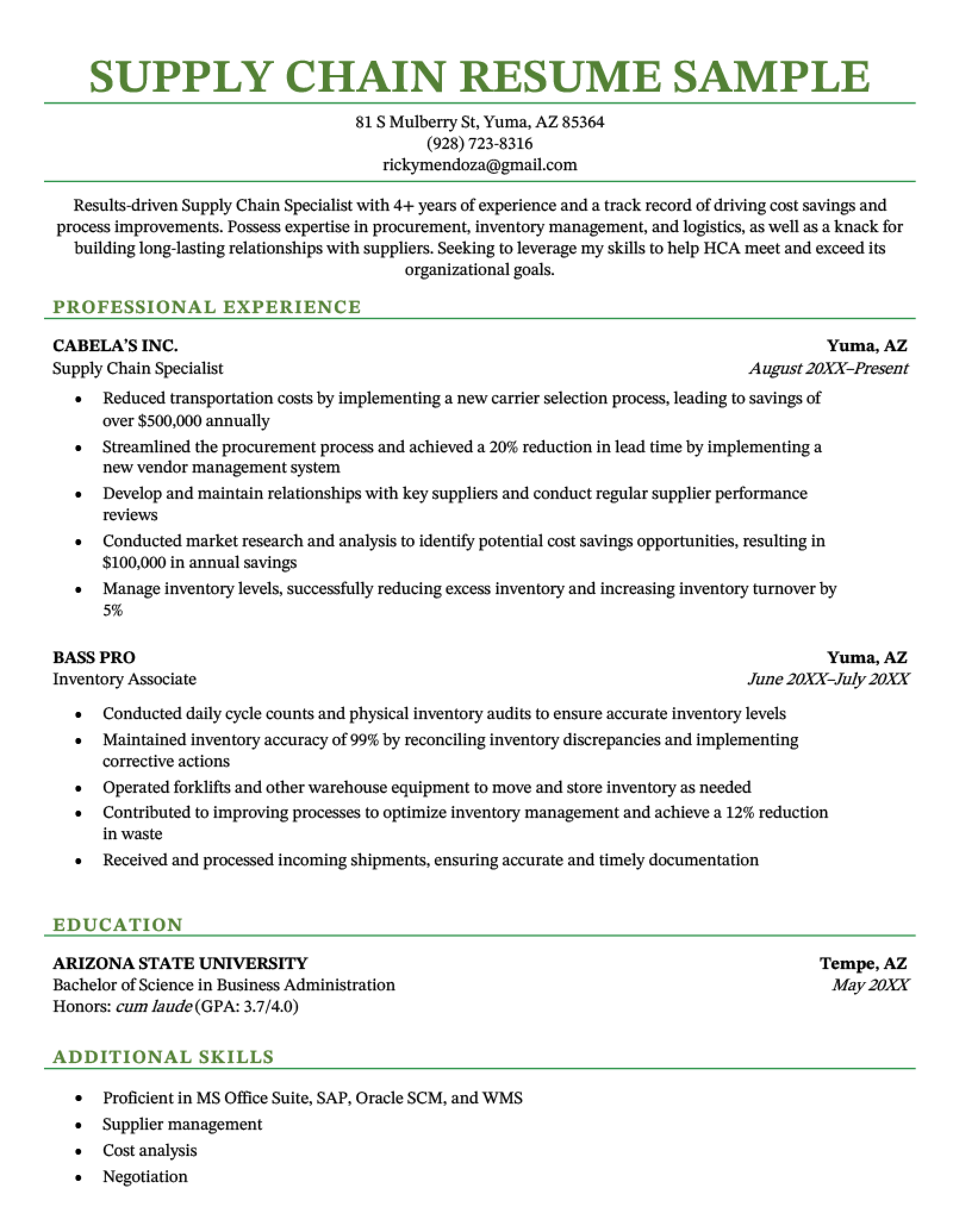 5 Supply Chain Resume Examples & Template for 2024