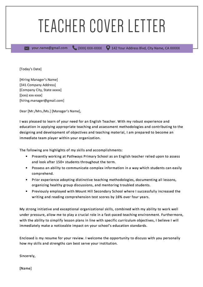 Cover Letter Templates For Your Resume Free Download