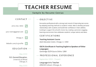 An example of a teacher resume