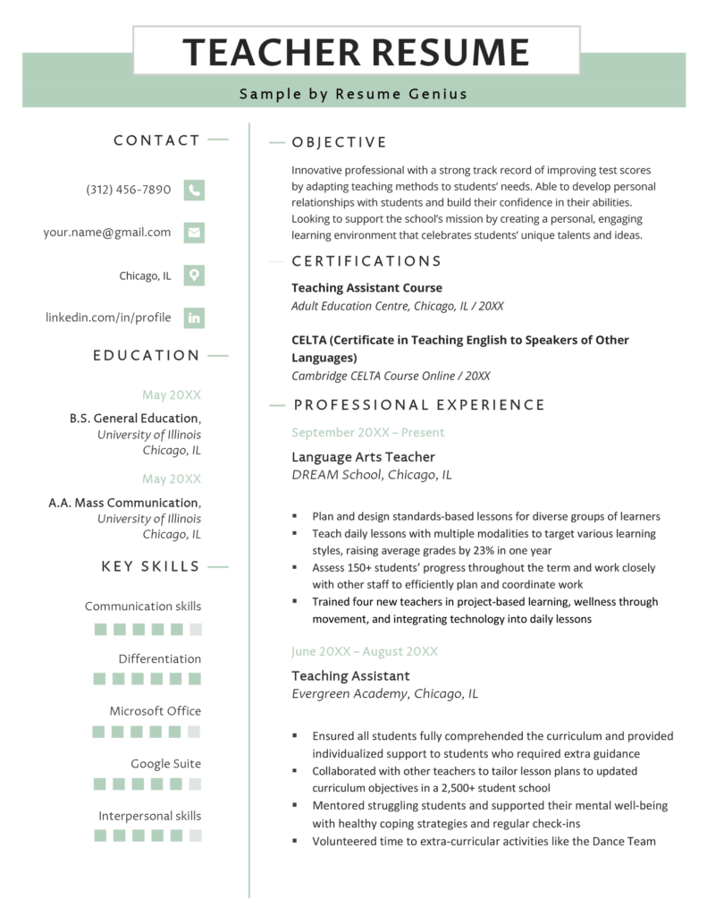 19 Teacher Resume Examples Text Templates For 2026 19 Teacher Resume Examples Text Templates For 2026