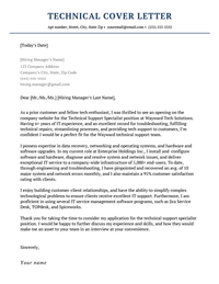 An example of a technical cover letter