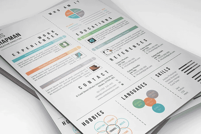 A well-balanced resume template with strong colors.