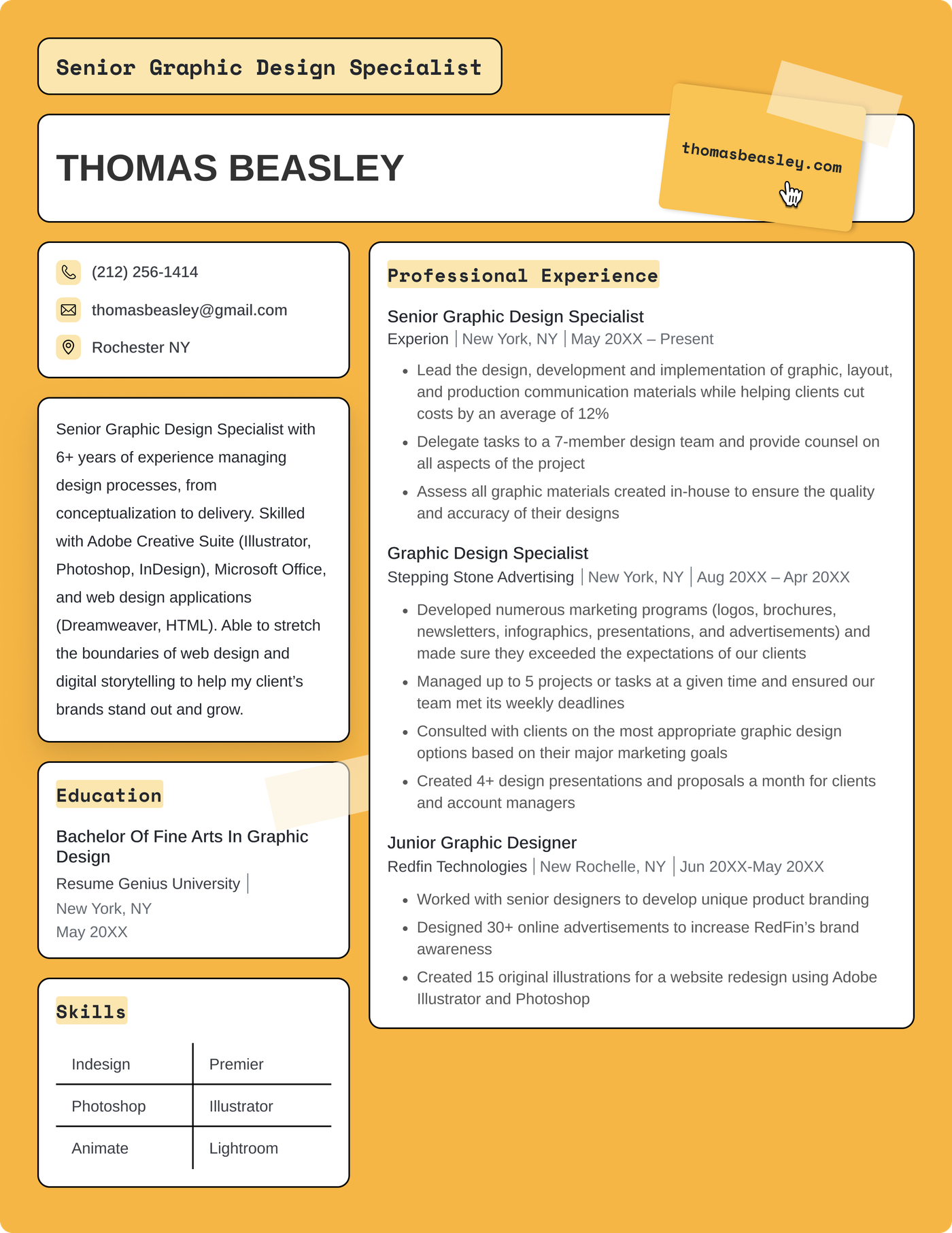 The Thrive resume template for Canva.