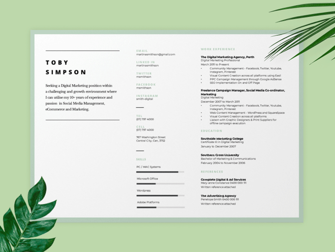 An example of an unconventional minimalist resume