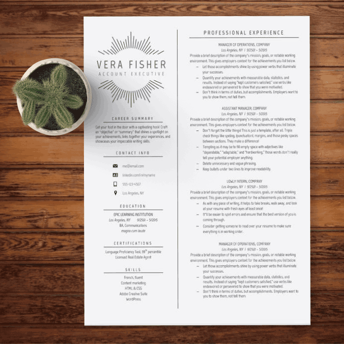 A resume design with an eye-catching header.