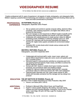 A videographer resume sample