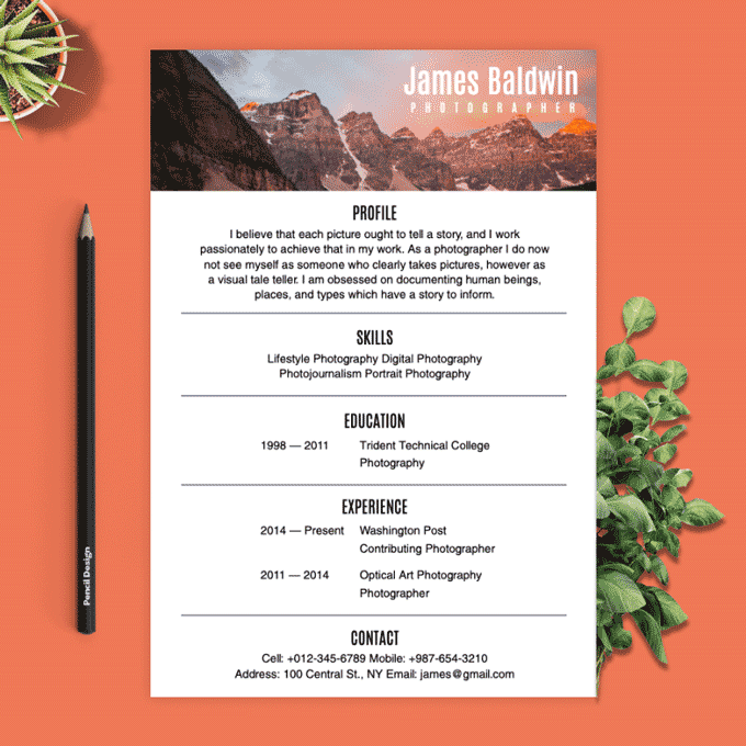 Example of a visual resume that is part portfolio.