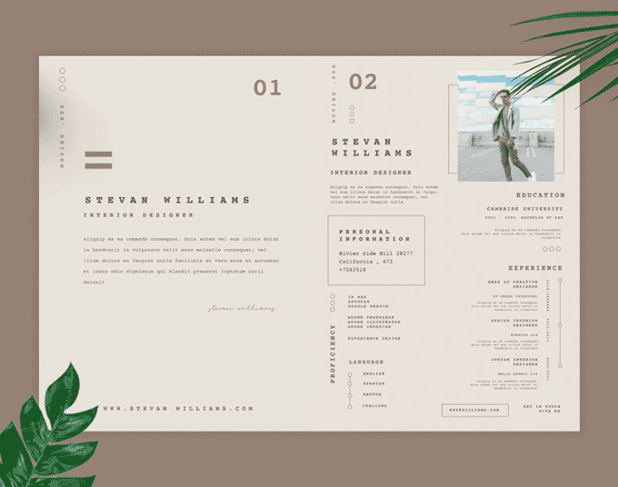Example of a visual resume that uses a non-traditional format.