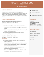 Resume Examples Volunteer Experience