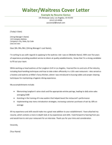 An image of a waiter/waitress resume example