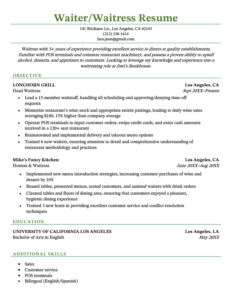 waiter-waitress-resume-example-writing-tips