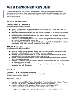 A web designer resume sample