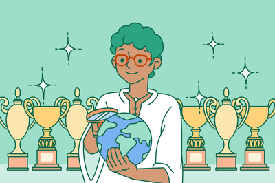 Graphic depicting a woman proud of herself when answering "What is your greatest accomplishment?"