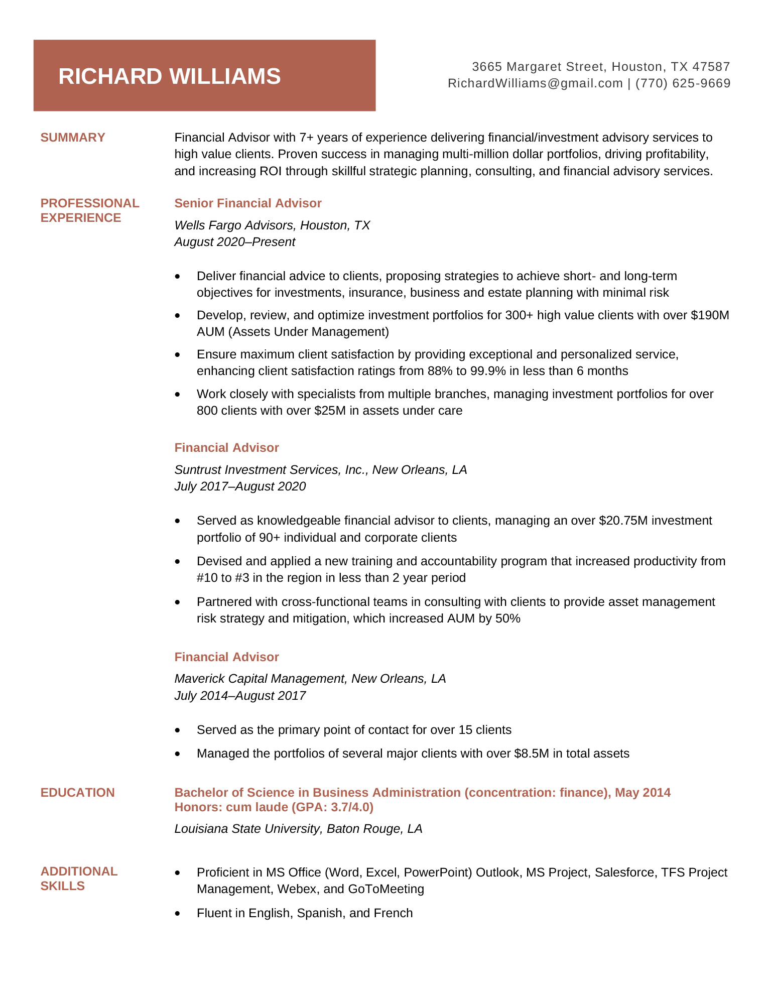 White House Resume Template, Coral