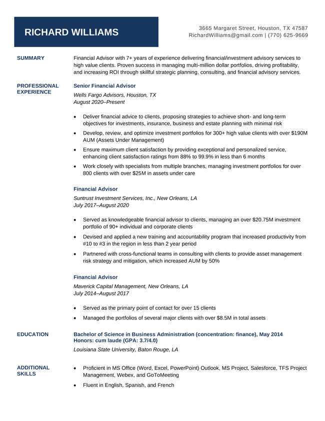 White House Resume Template, Dark Blue (for resume templates hub page)