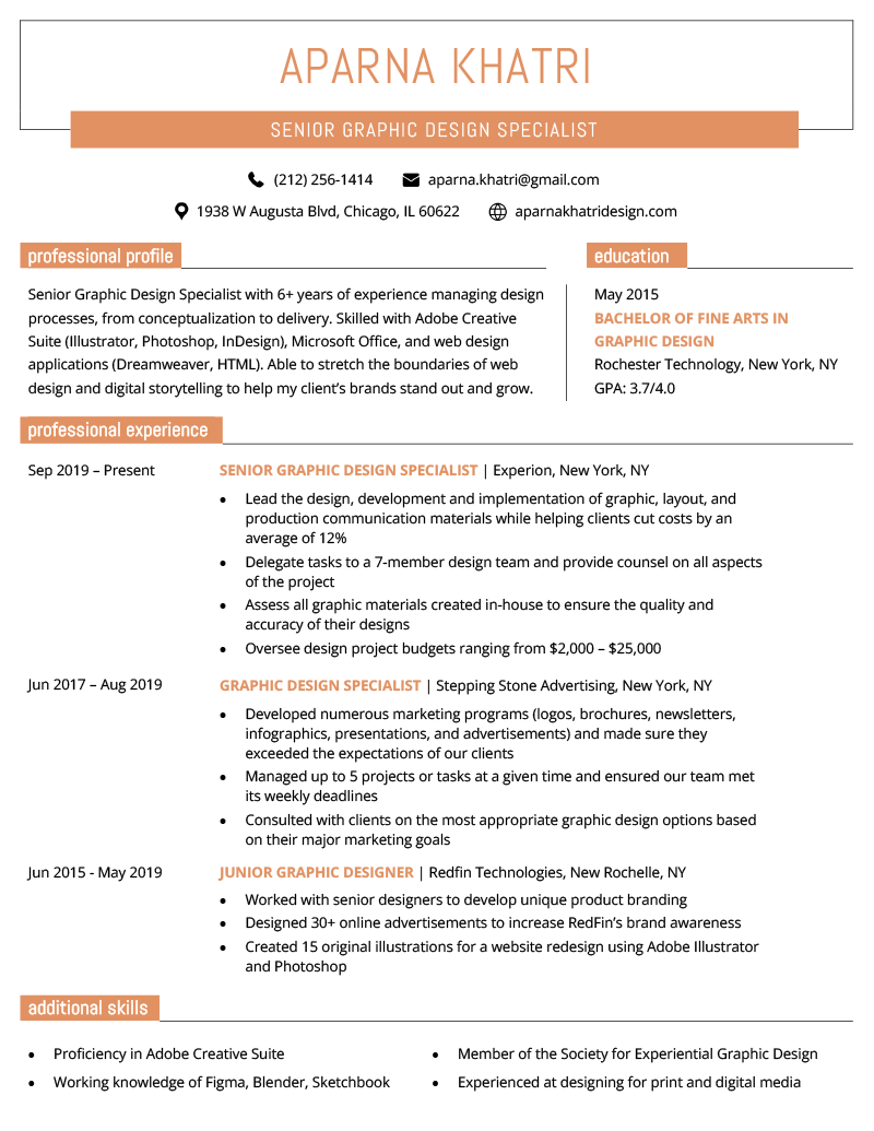 Resume Font Size Heading