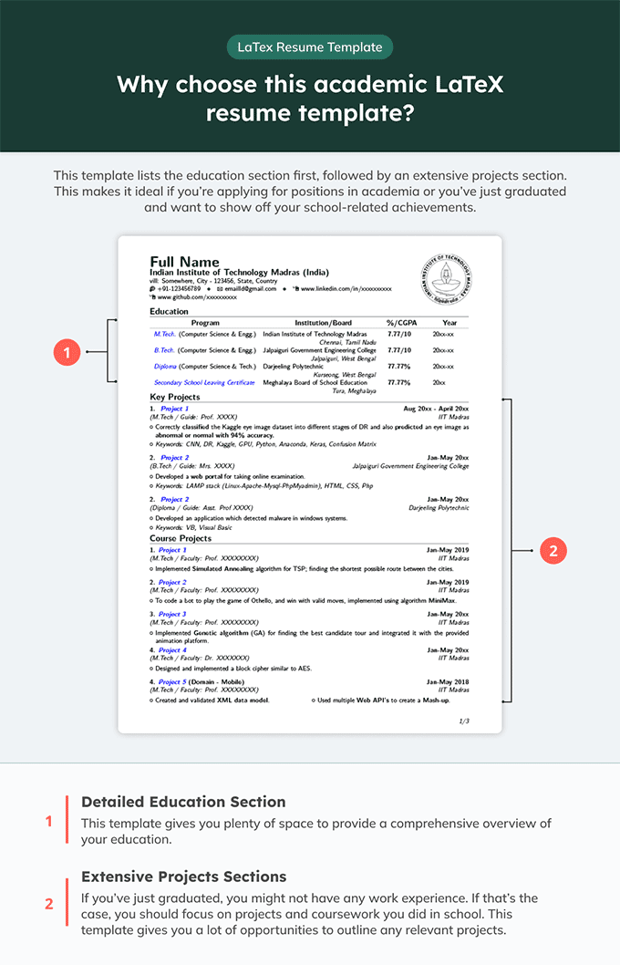 Un exemple de modèle de CV académique LaTeX