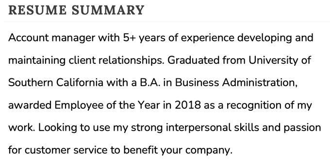 Example of accomplishments for a resume