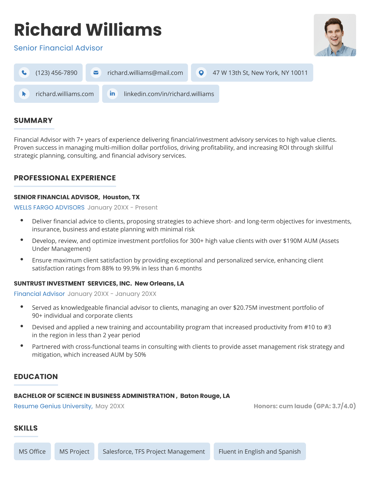 Advanced Resume Blue