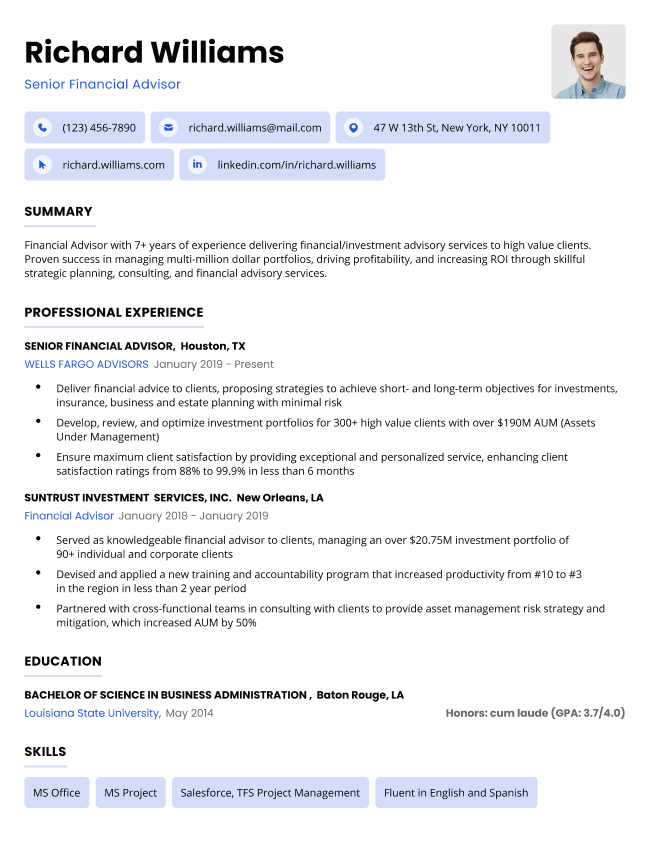 Advanced Resume Skin Blue