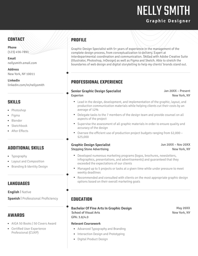 Aesthetic Resume Black