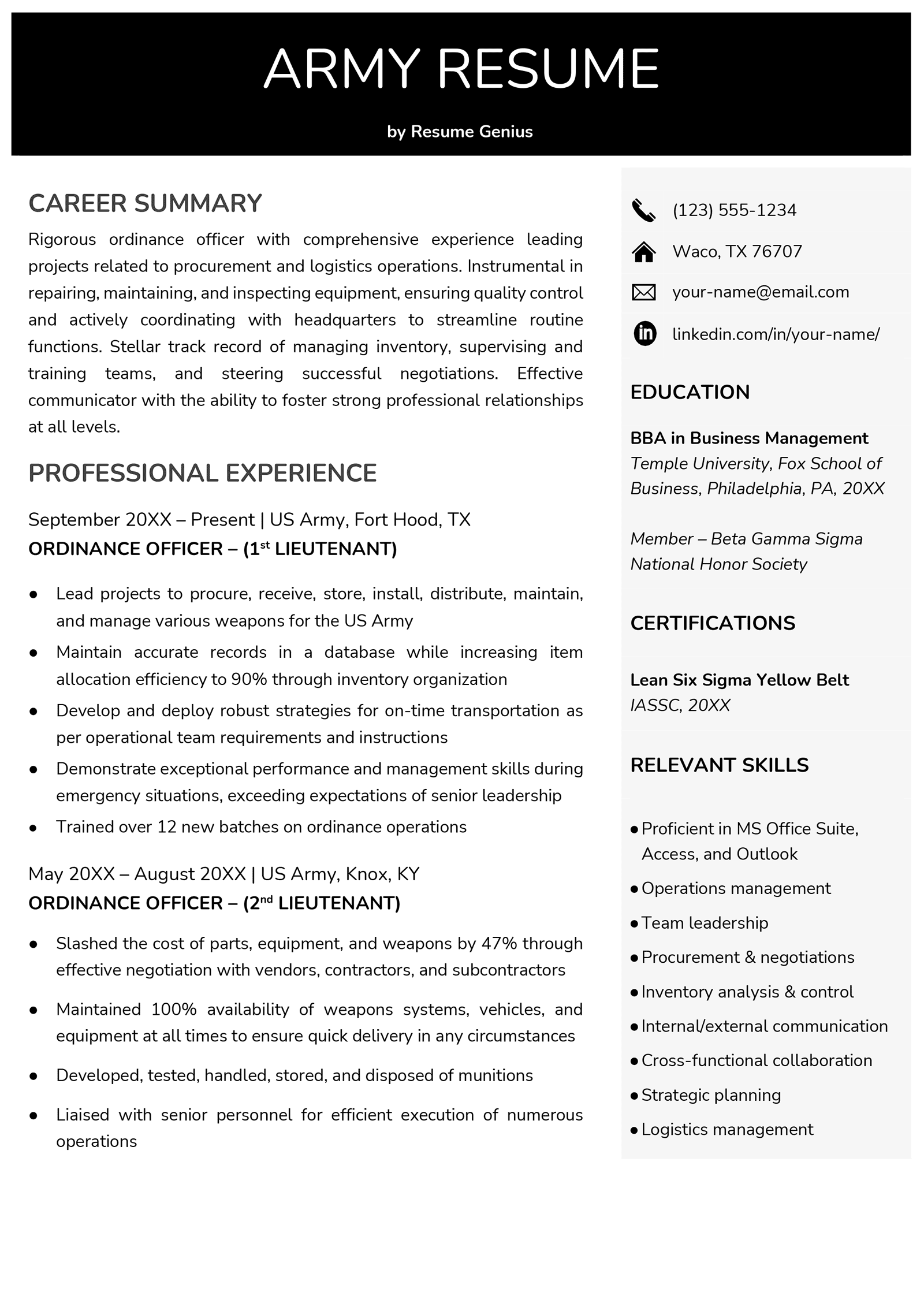 Military To Civilian Resume Builder Letter Example Te Vrogue Co   Army Resume Example 