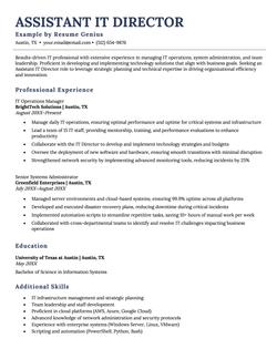 Assistant IT Director resume example and template