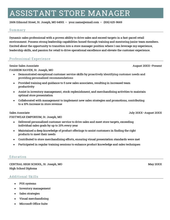 Assistant Manager Resume (Examples and Tips)