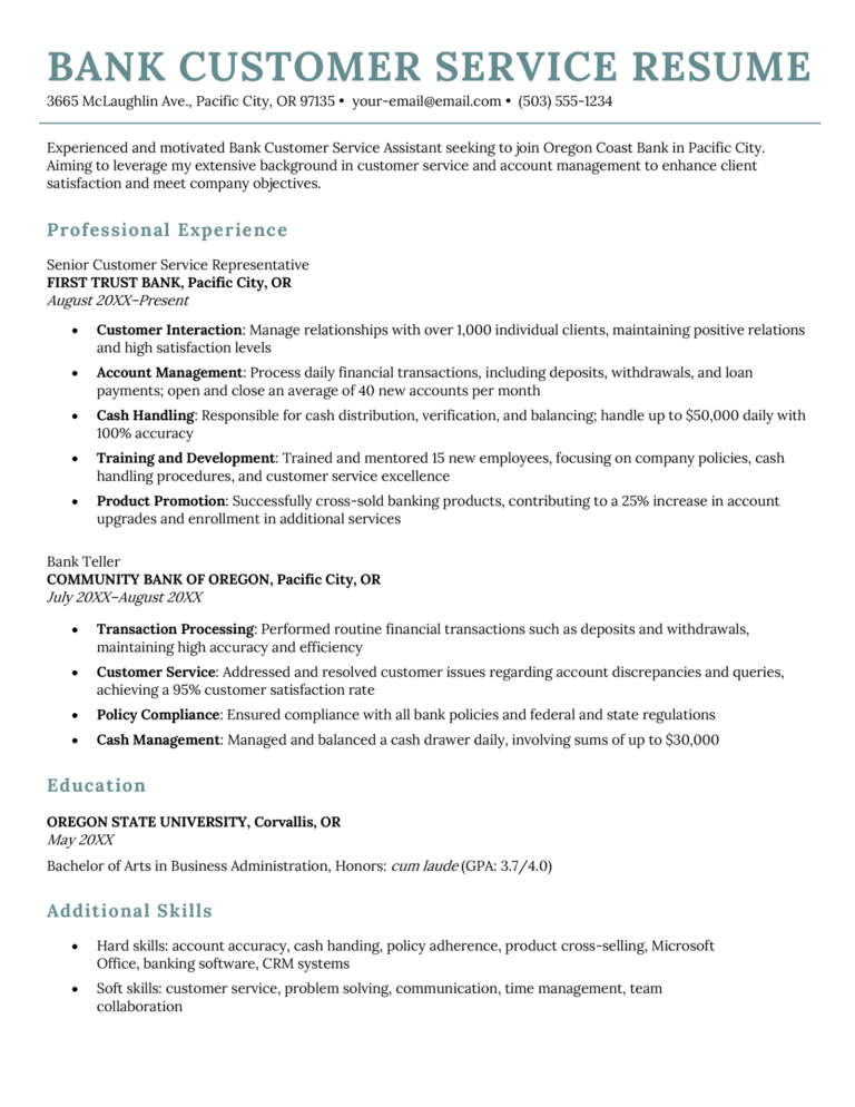 13 Banking Resume Examples Template - Bank Customer Service Resume Example Milano 768x994