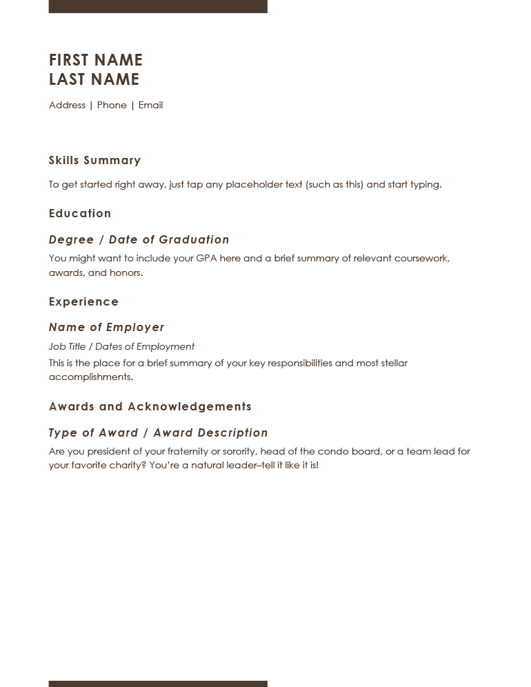 A preview of a Microsoft Word resume template titled "Basic"