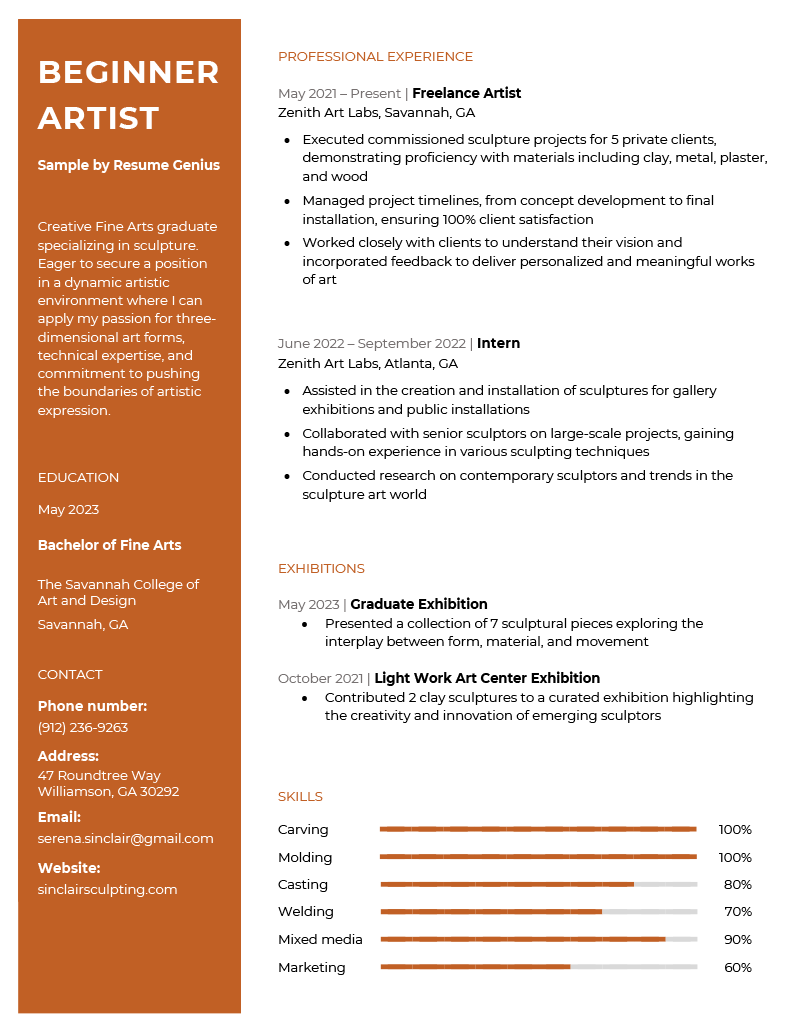 Artist Resume Template & Examples for Download