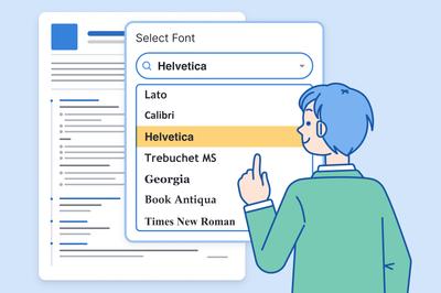 A person selecting a font for their resume.