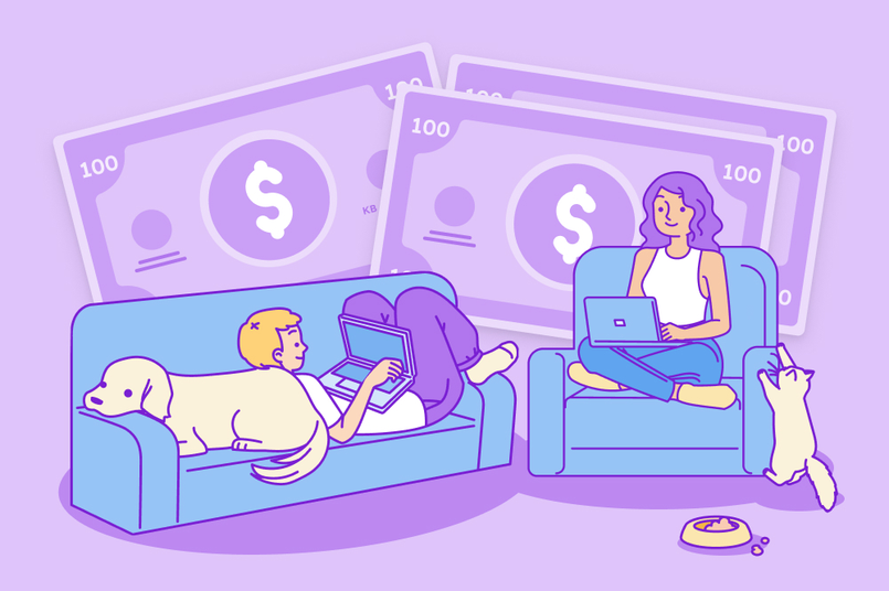 Two job seekers are looking for the best jobs for introverts in the comfort of their home