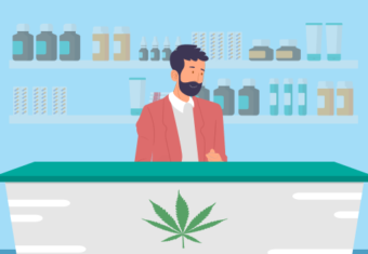 Budtender working at the front counter of a dispensary to portray a bud tender resume