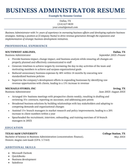 Resume For Business Administration Sample Tips