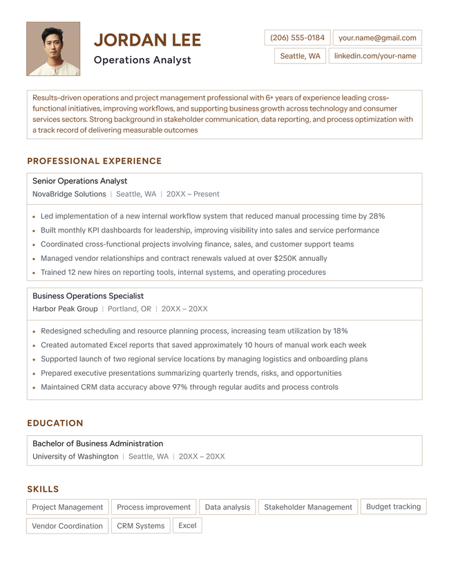 Cabin resume template in orange
