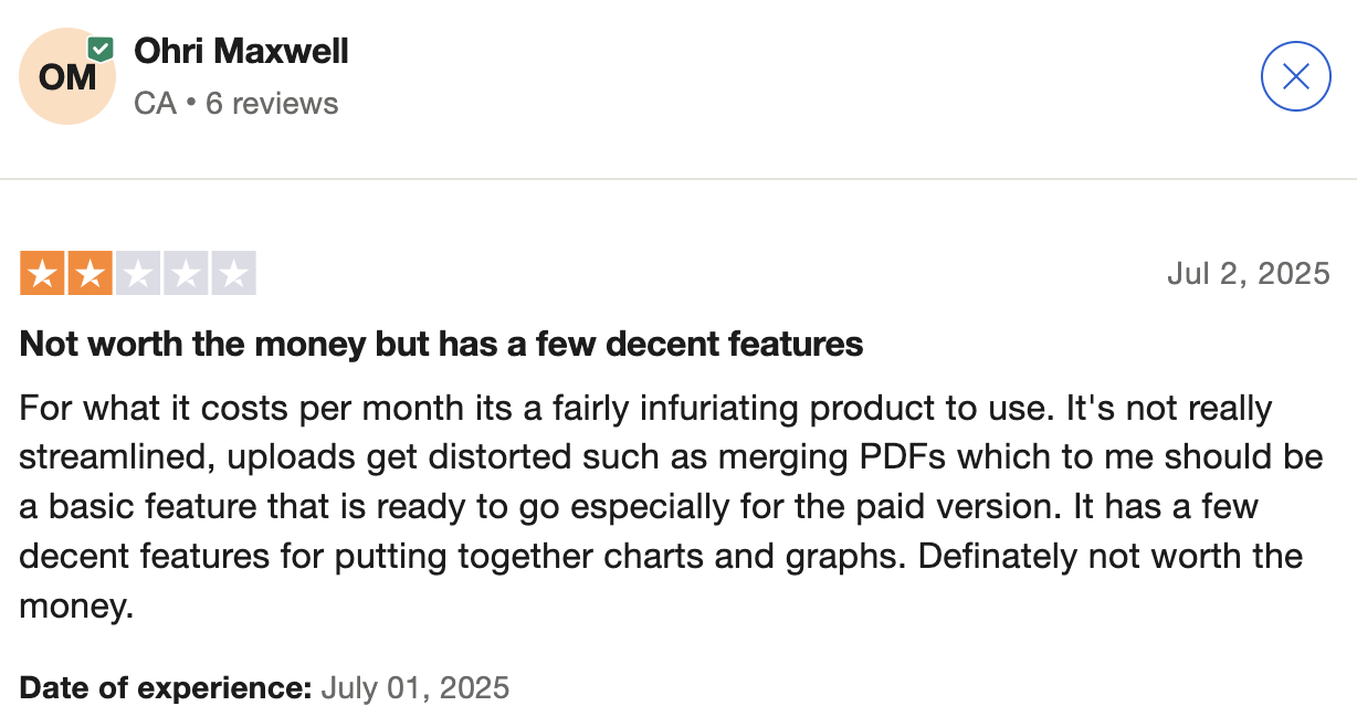 2-star review on Trustpilot.