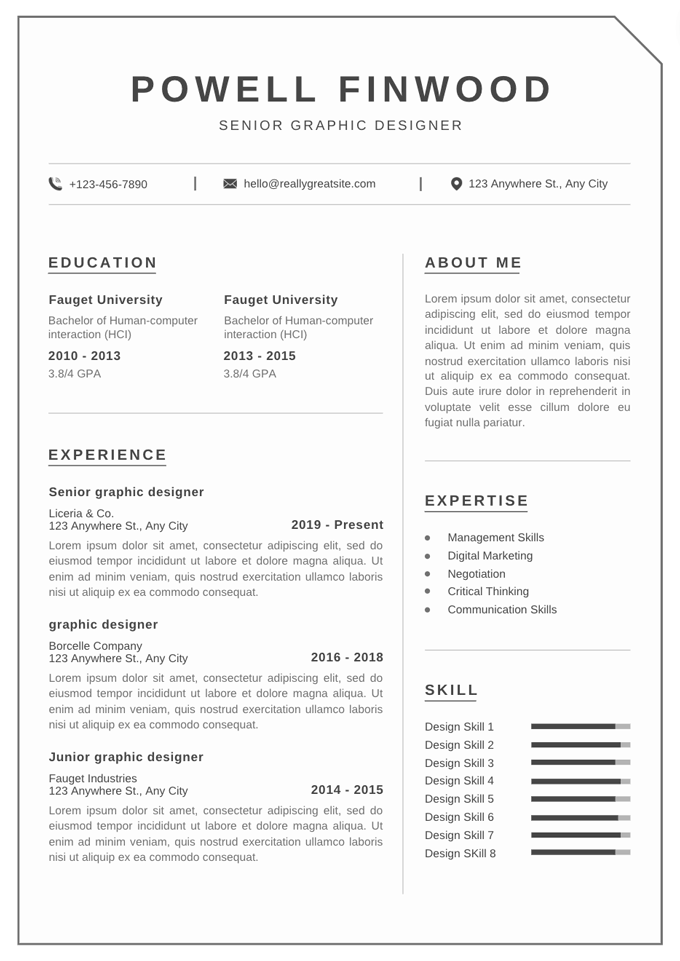Image of the white minimalist resume for our Canva review.