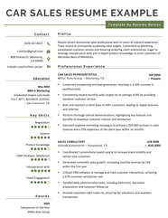 Car Sales Resume Example Free Download 