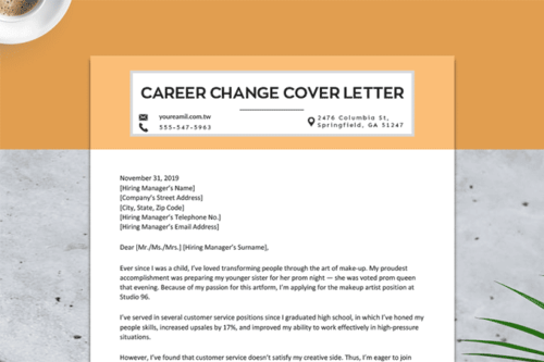 resume cover letter and career change